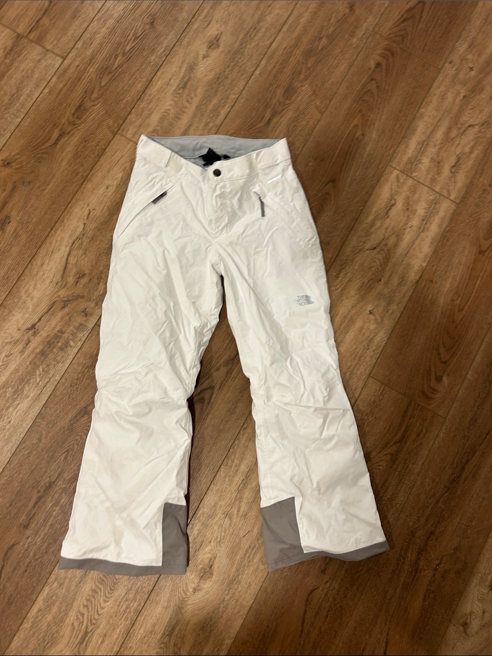 The North Face kids White Snow Pants with Gray Accents